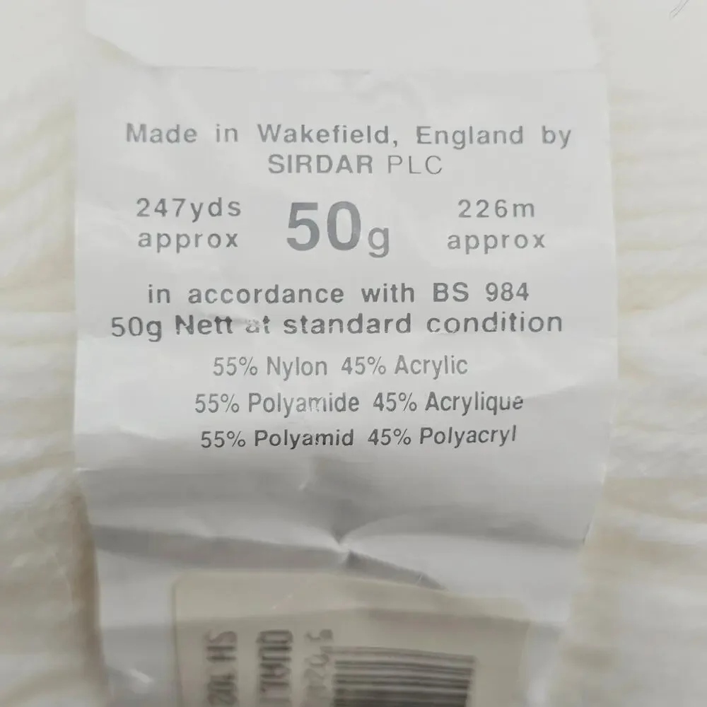 Lot of 2 Sirdar Snuggly 4 Ply Baby yarn DK 50g Pastel Blue White Nylon Acrylic